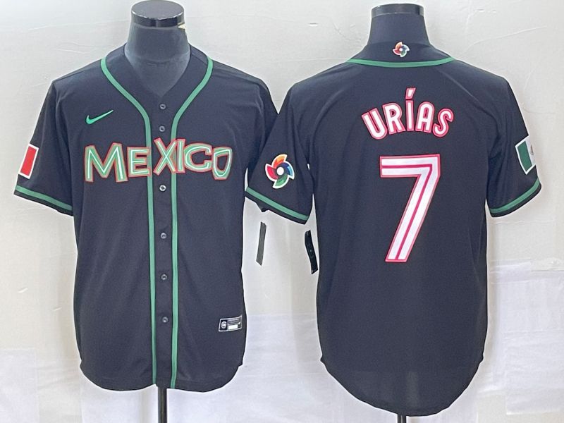 Men 2023 World Cub Mexico #7 Urias Black white Nike MLB Jersey46